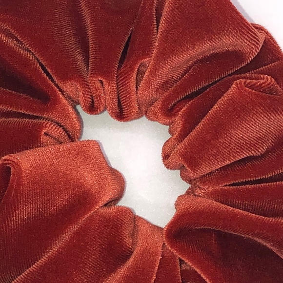 Rust Stretch Velvet Hair Scrunchie Hair Accessory - Picture 10 of 12